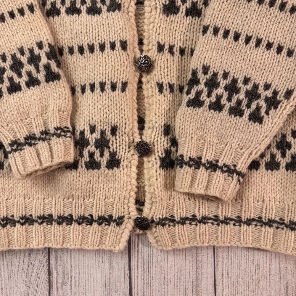 Vintage Pringle Of Scotland Women's L Shetland Wool Fair Isle Cardigan Sweater